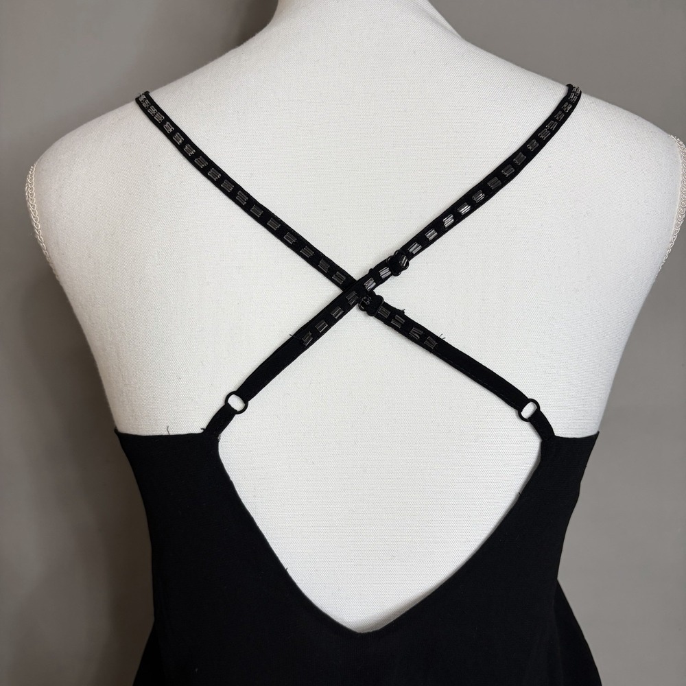 Forever 21 Black Silver Beaded Sequin Mini Dress L Blouson Goth Party Dress - Picture 8 of 9